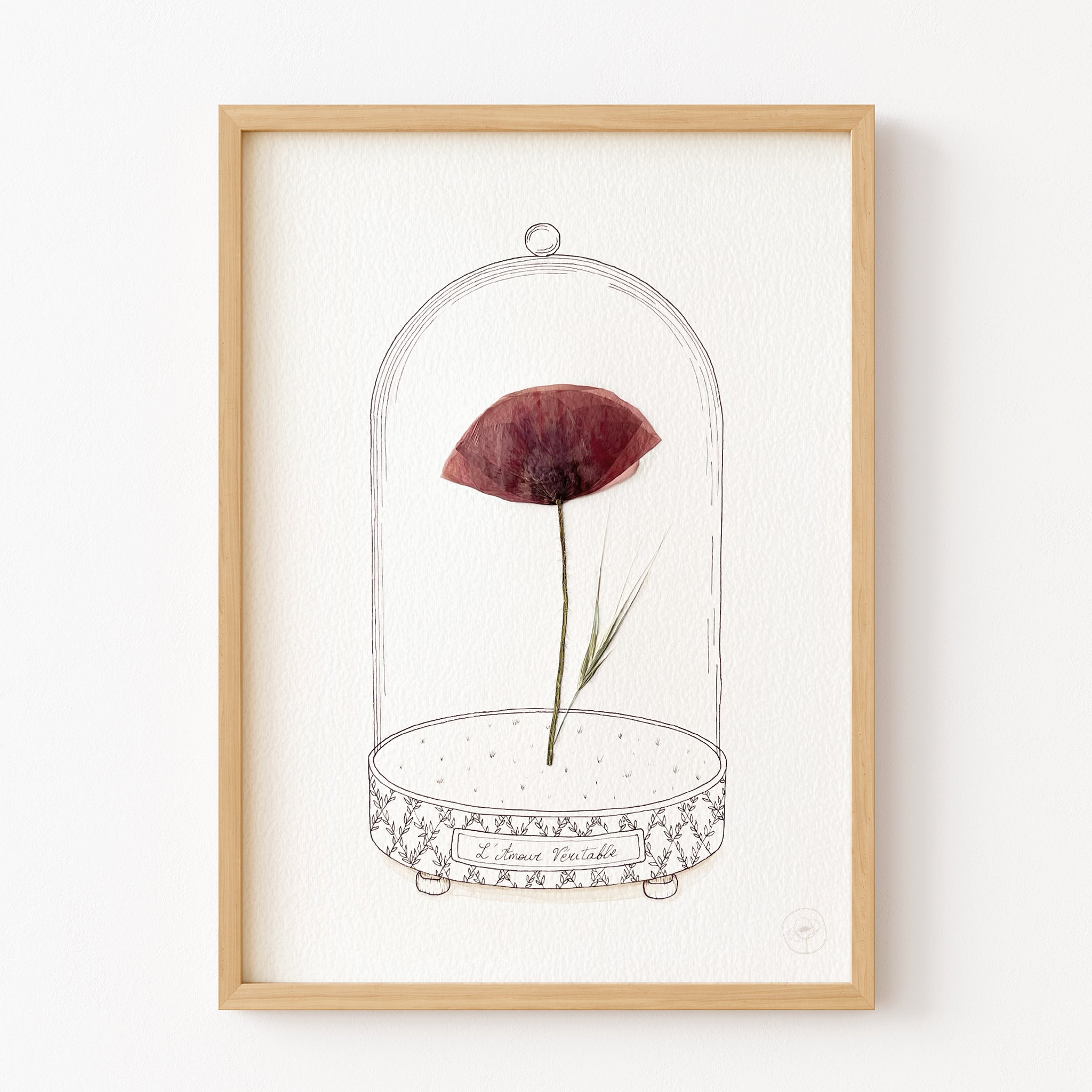 Affiche "L'Amour Véritable" - Herbier coquelicot séché - Format A4