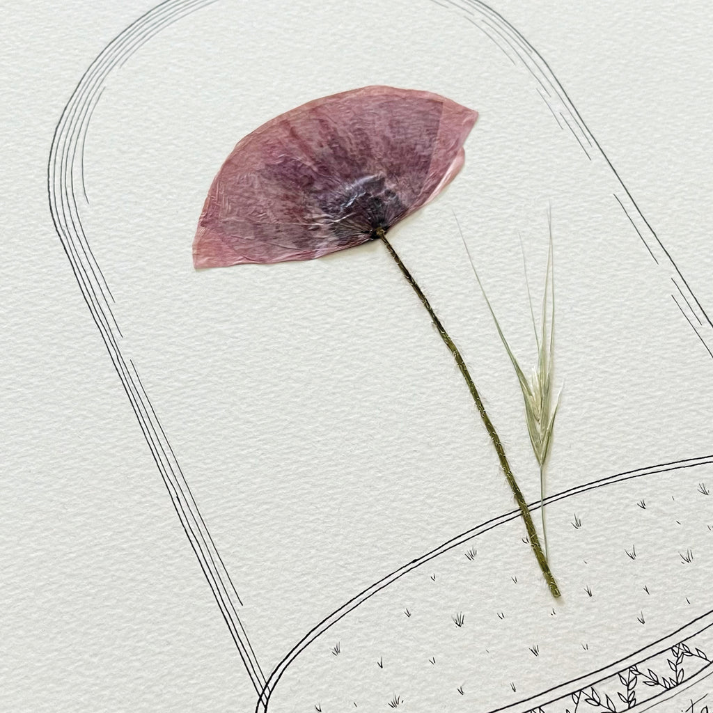 Affiche "L'Amour Véritable" - Herbier coquelicot séché - Format A4