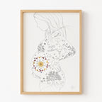 Affiche maternité "Mère-Veilleuse" – Mandala herbier de fleurs séchées