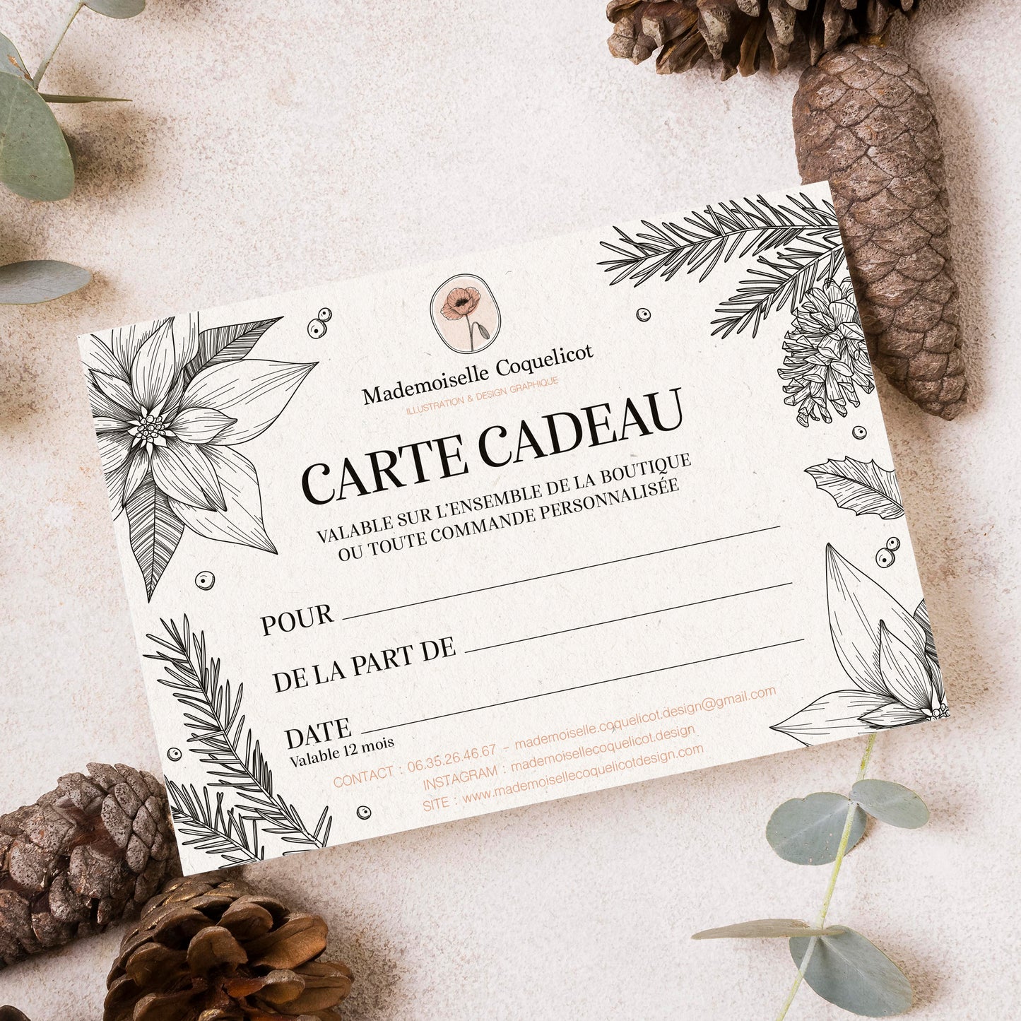 Carte cadeau décor de Noël